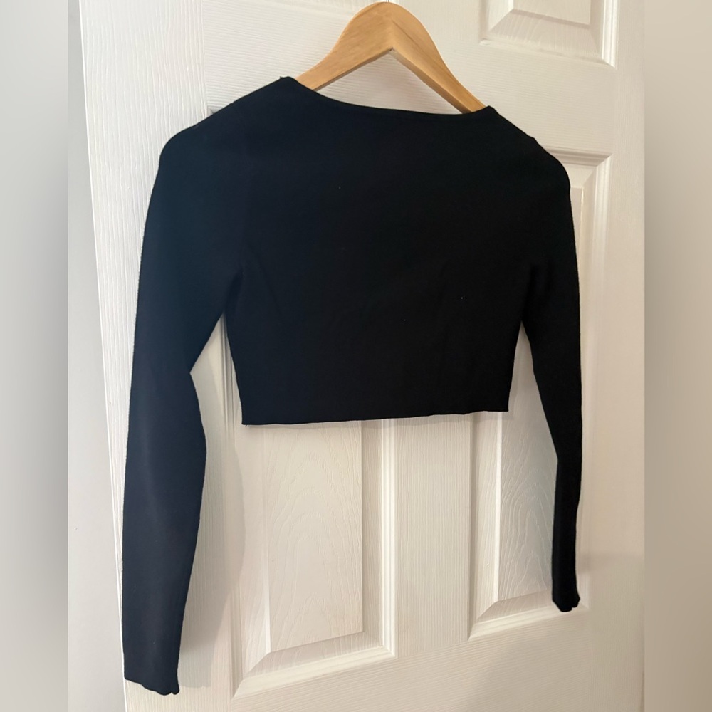 Sunday Best Aritzia Izzy cropped black cardigan button front size XXS - Picture 4 of 11